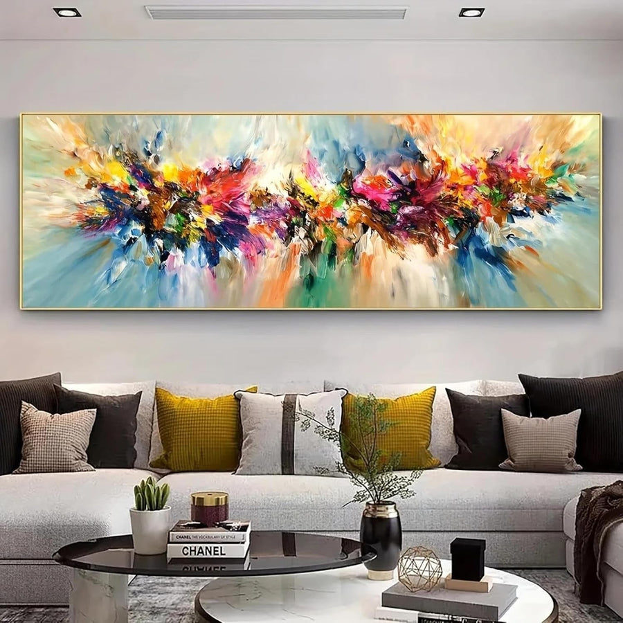 Extra Large Abstract Graffiti Canvas Wall Art 45x135cm Framed