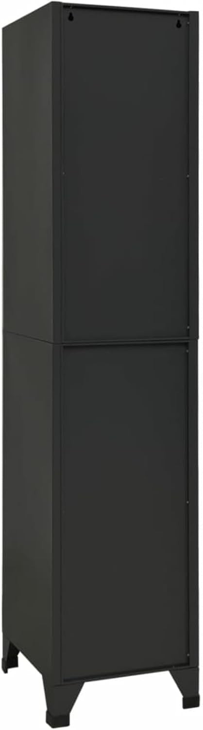 2 Door Metal Locker Cabinet Lockable Storage Cupboard Office Gym Anthracite
