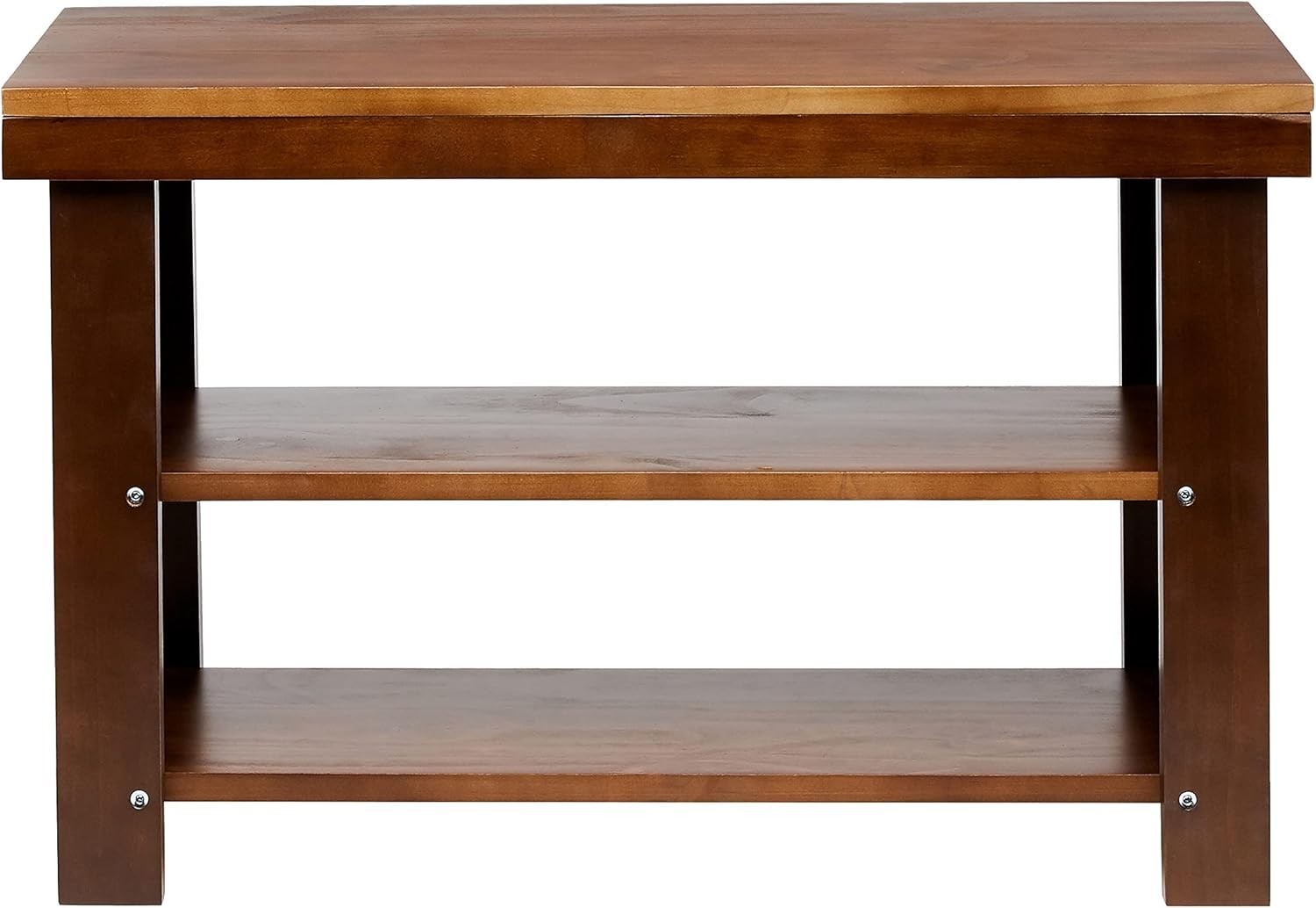 Solid Pine Shoe Storage Bench with 3 Tiers, Brown Wooden Entryway Organizer