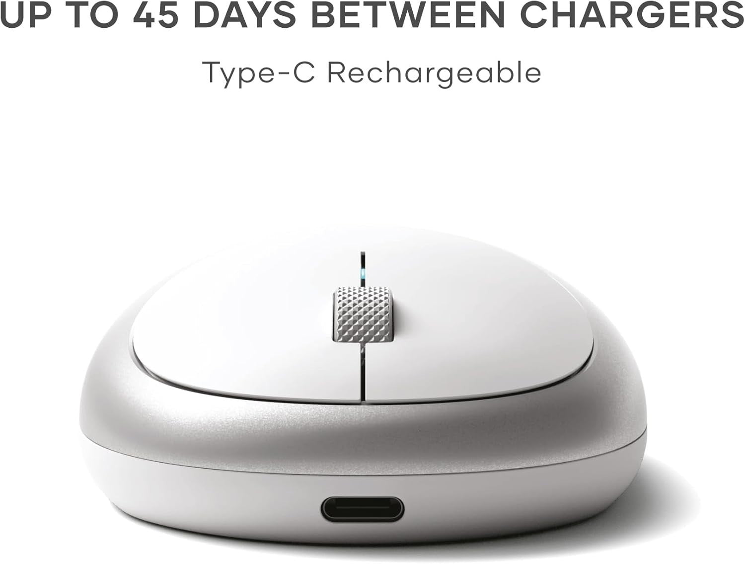 Wireless Bluetooth Mouse USB-C Rechargeable Slim Aluminium 1200 DPI Silent