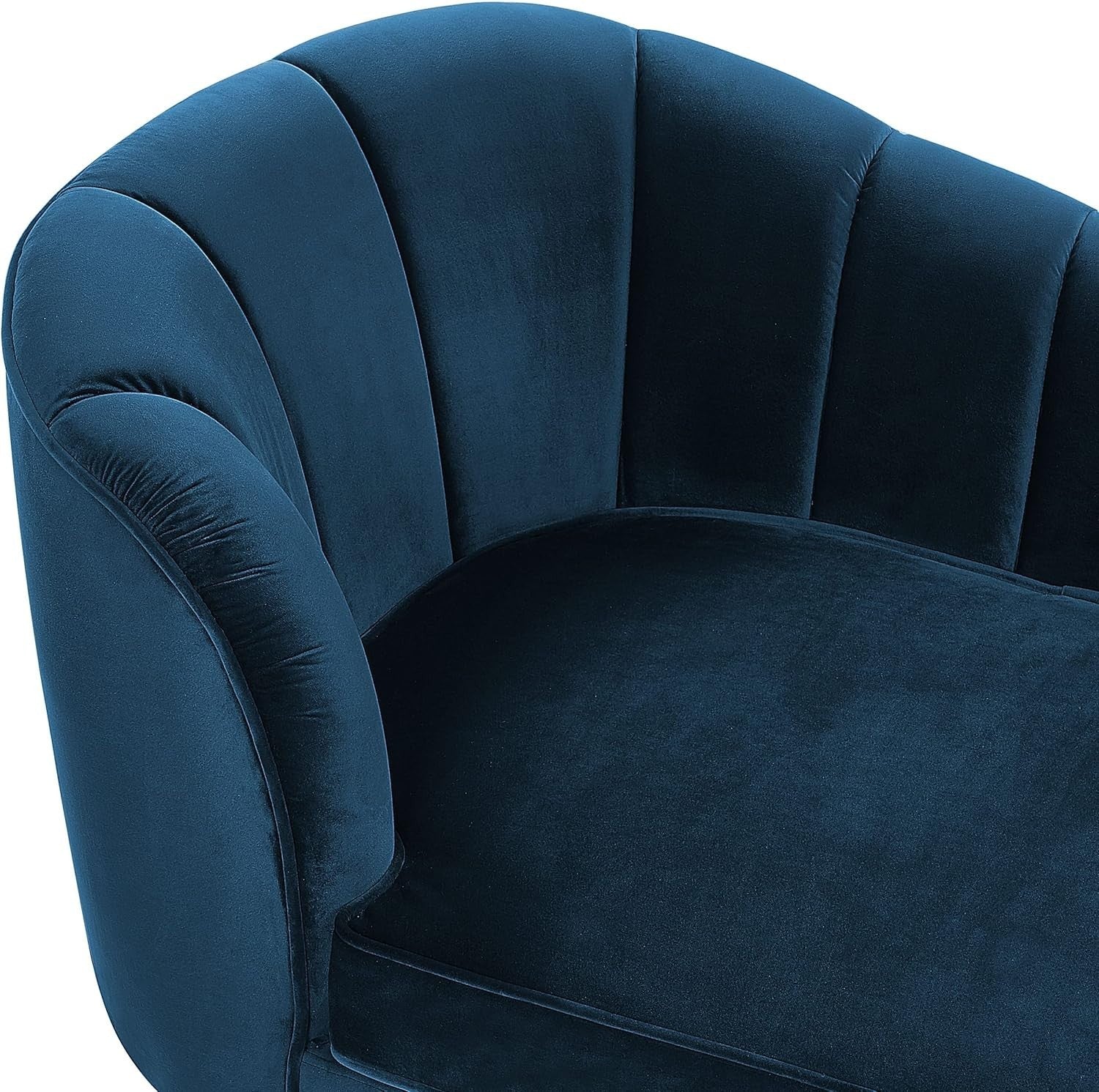 Navy Blue Velvet Left Hand Chaise Lounge Gold Metal Legs Retro Glam