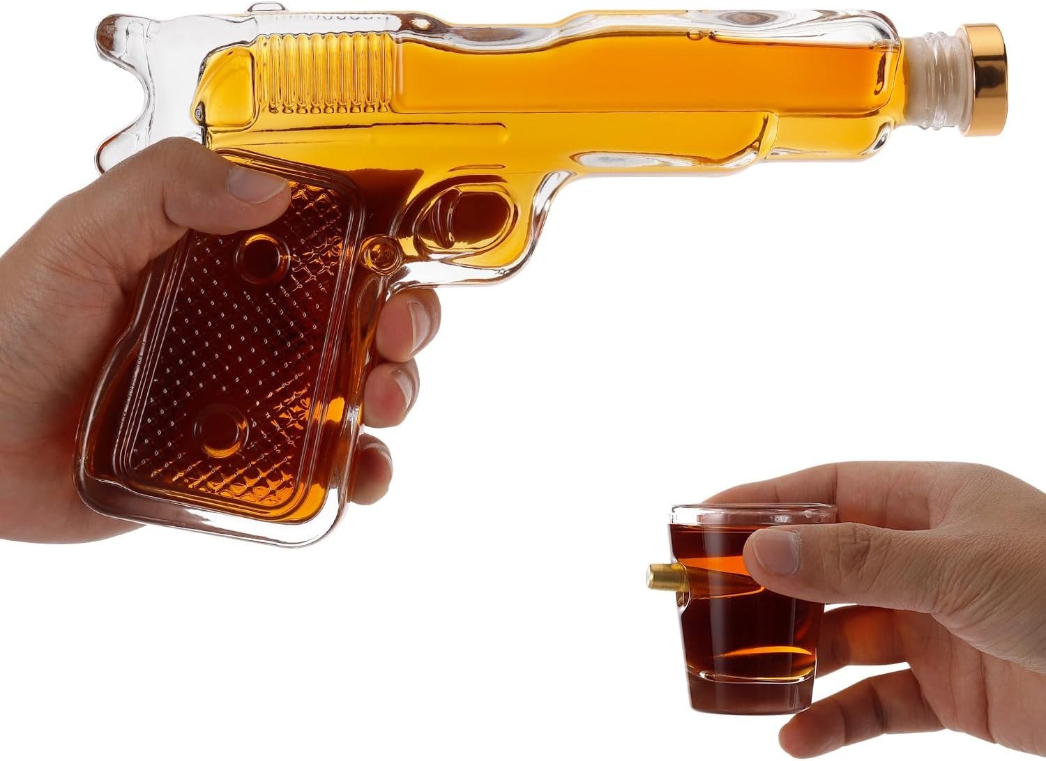 Gun-Shaped Whiskey Decanter Set with 2 Glasses & Opener | 250ml Gift Set