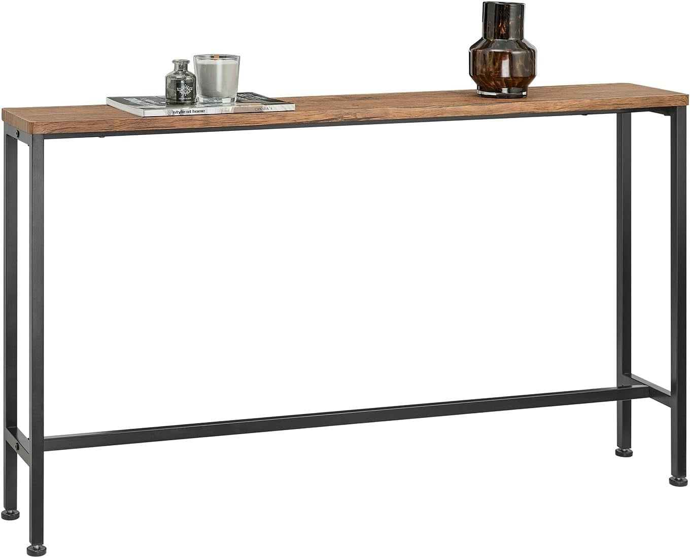 Slim Console Table with Wood Top & Metal Frame, Modern Entryway Desk