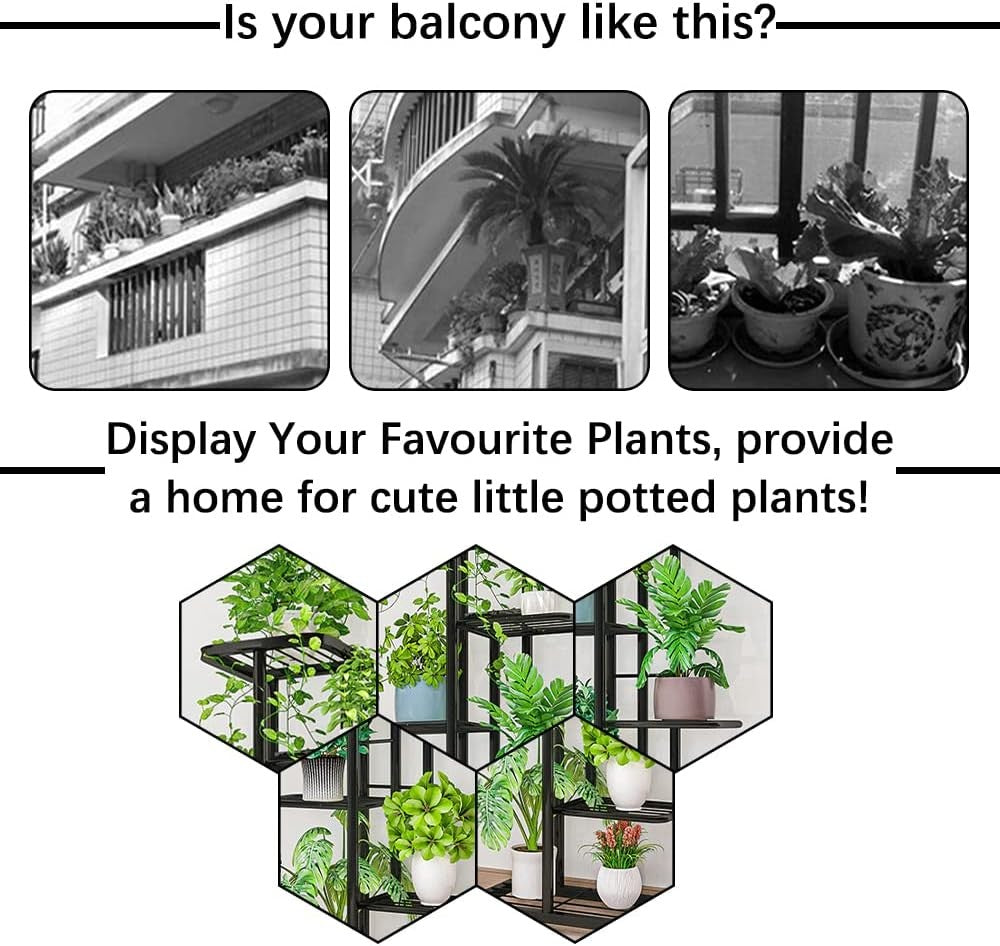 8 Tier Metal Tall Plant Stand Indoor Outdoor Flower Pot Display Rack