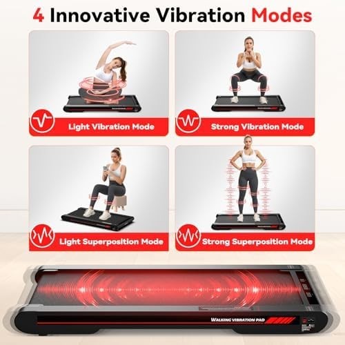 4-in-1 Walking Vibration Pad 6km/h, 5–10% Incline, Under-Desk Compact Home