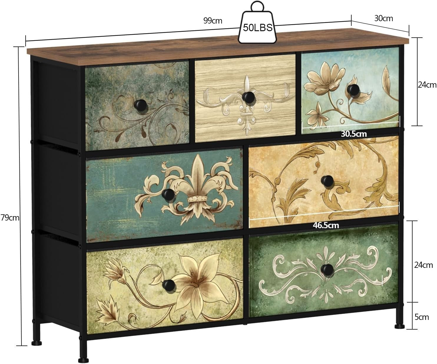 7 Drawer Chest Dresser Storage Organizer for Bedroom Kids Room Living Room