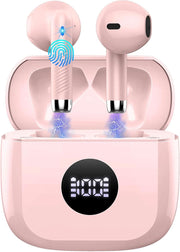 Bluetooth 5.4 Wireless Earbuds 4-Mic ENC Deep Bass 40H LED Display Pink