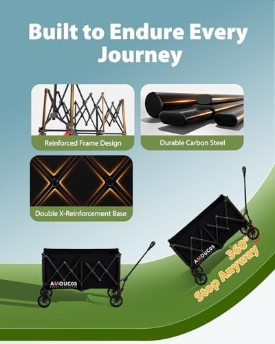 Heavy-Duty Outdoor Trolley 150kg | Folding Cart w/ 360° Wheels & Brakes