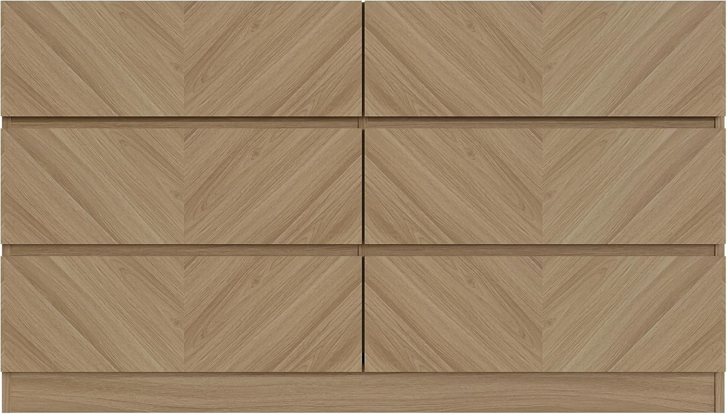 Euro Oak 6 Drawer Chest Herringbone Bedroom Storage Unit Modern Wood