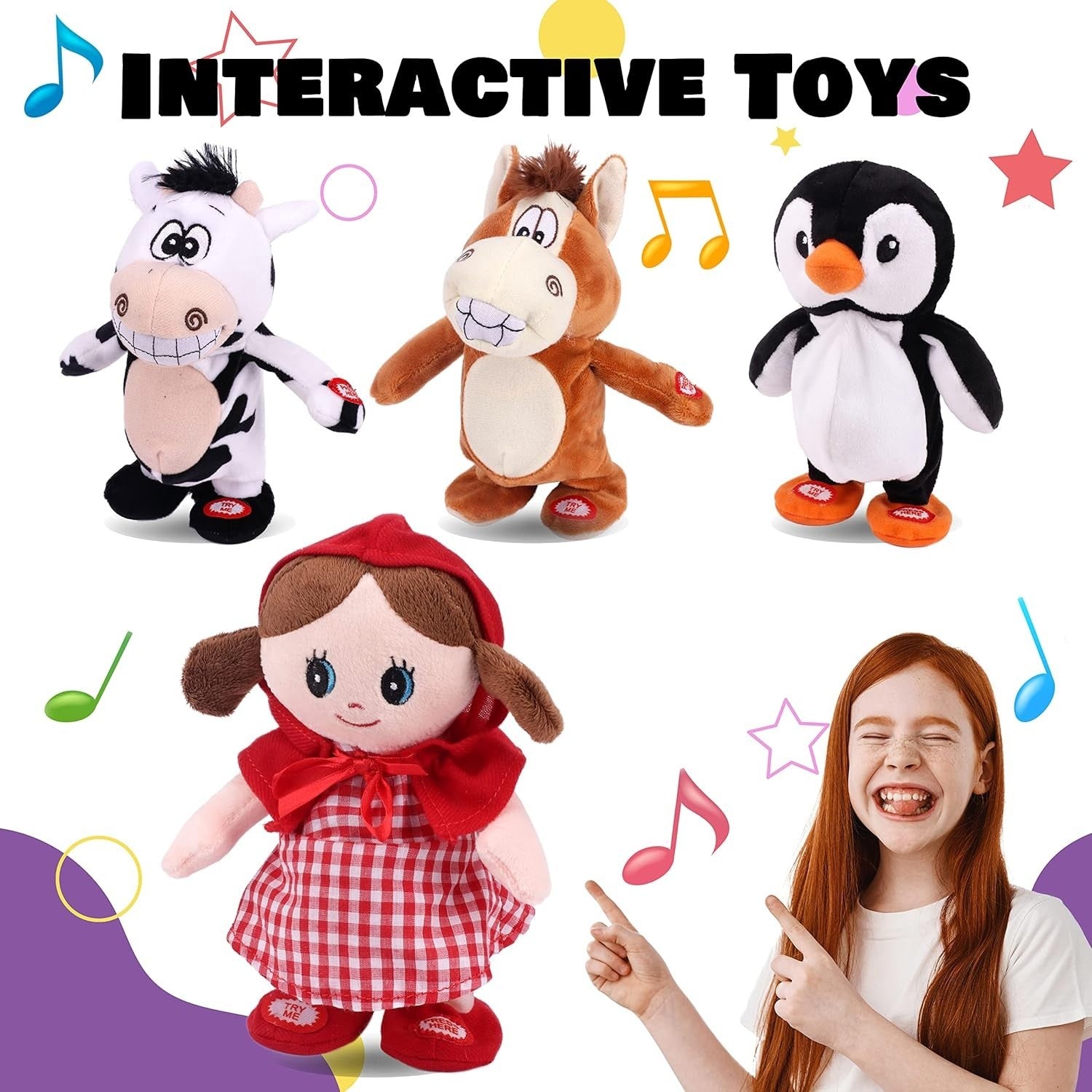 8in Talking Singing Walking Doll Repeats Voice Interactive Plush Toy Kids