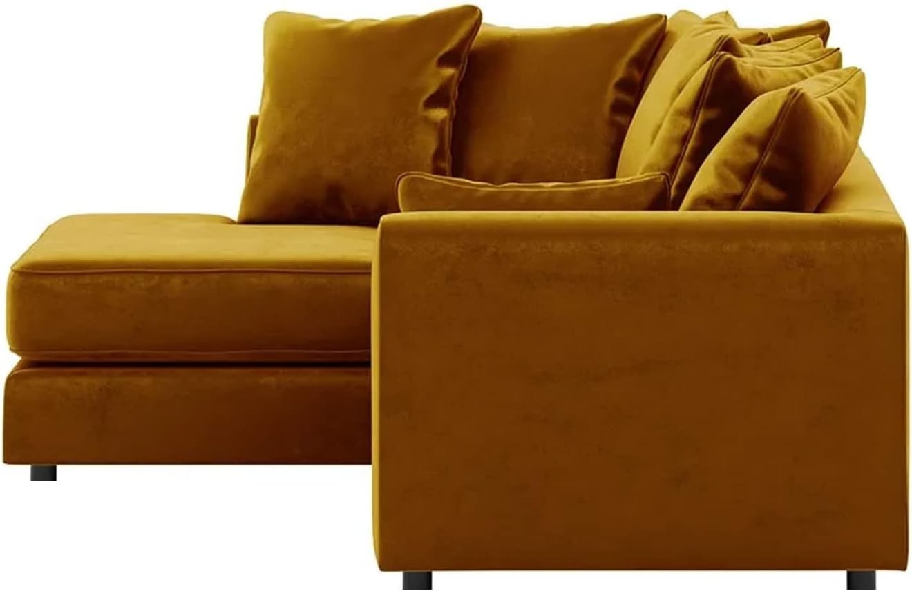Mustard Gold Velvet Corner Sofa 4 Seater L Shape Full Foam LH Modern