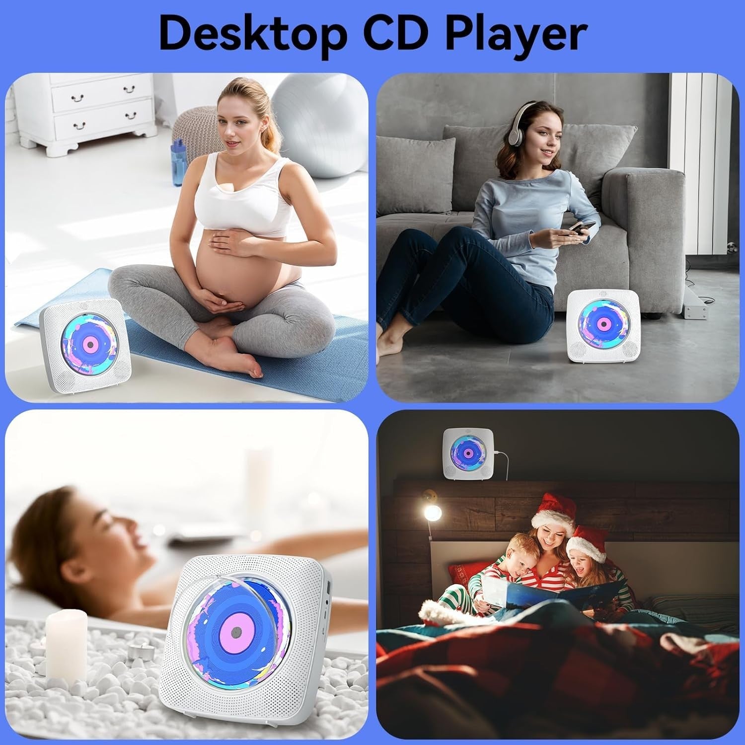 Portable CD Player Bluetooth Speakers FM Radio USB AUX Remote Wall Mount