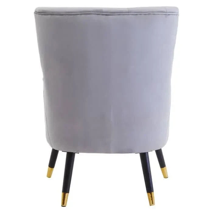 Grey Velvet Accent Chair Tufted Armchair Gold Legs Modern Lounge Seat