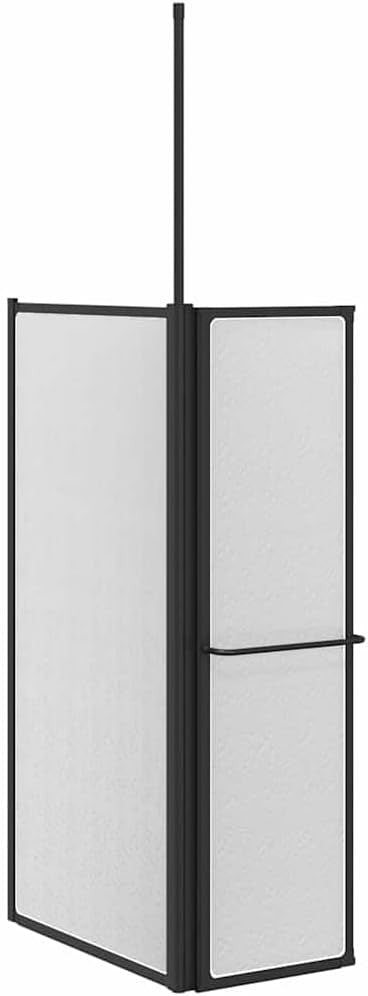 Black Aluminium Folding Shower Screen 120x70x137cm Waterproof Panel
