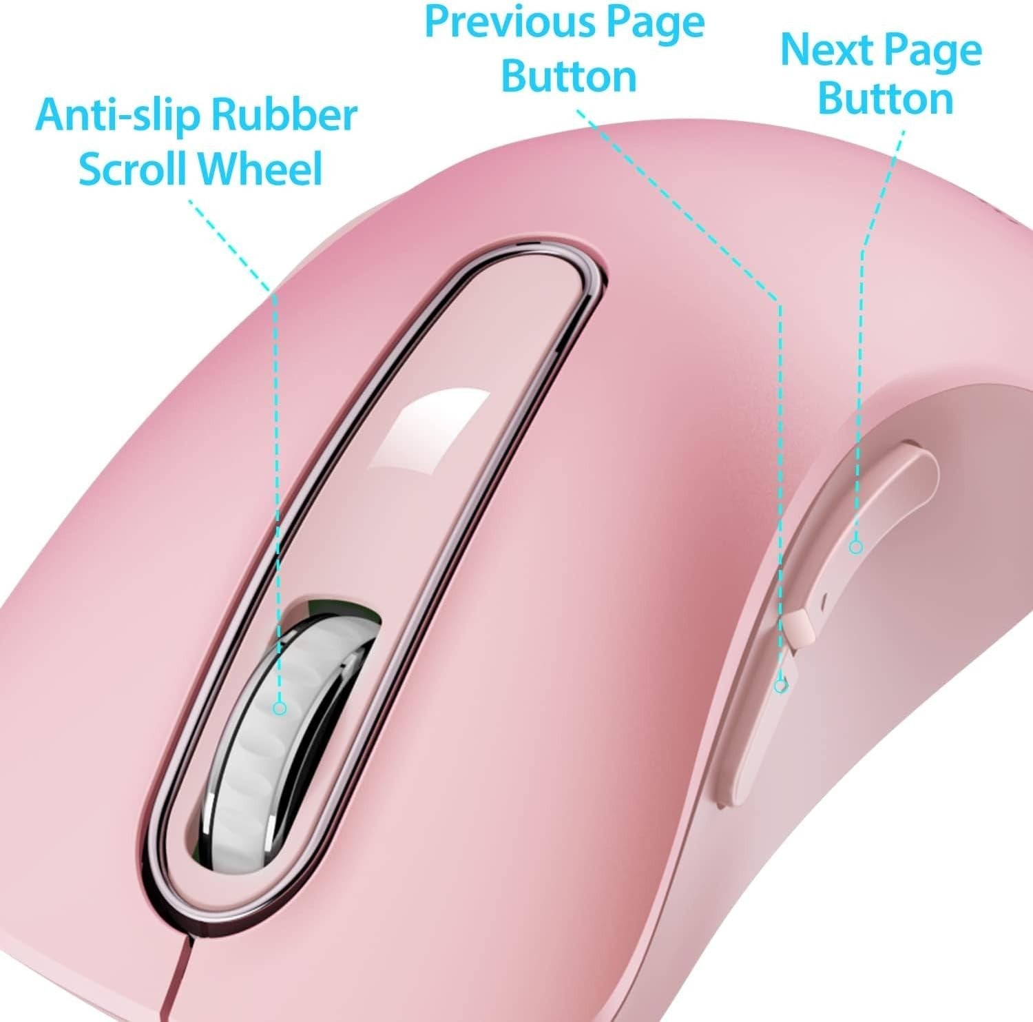 Wireless Mouse 2.4G 1400 DPI Optical USB Portable Laptop PC Pink
