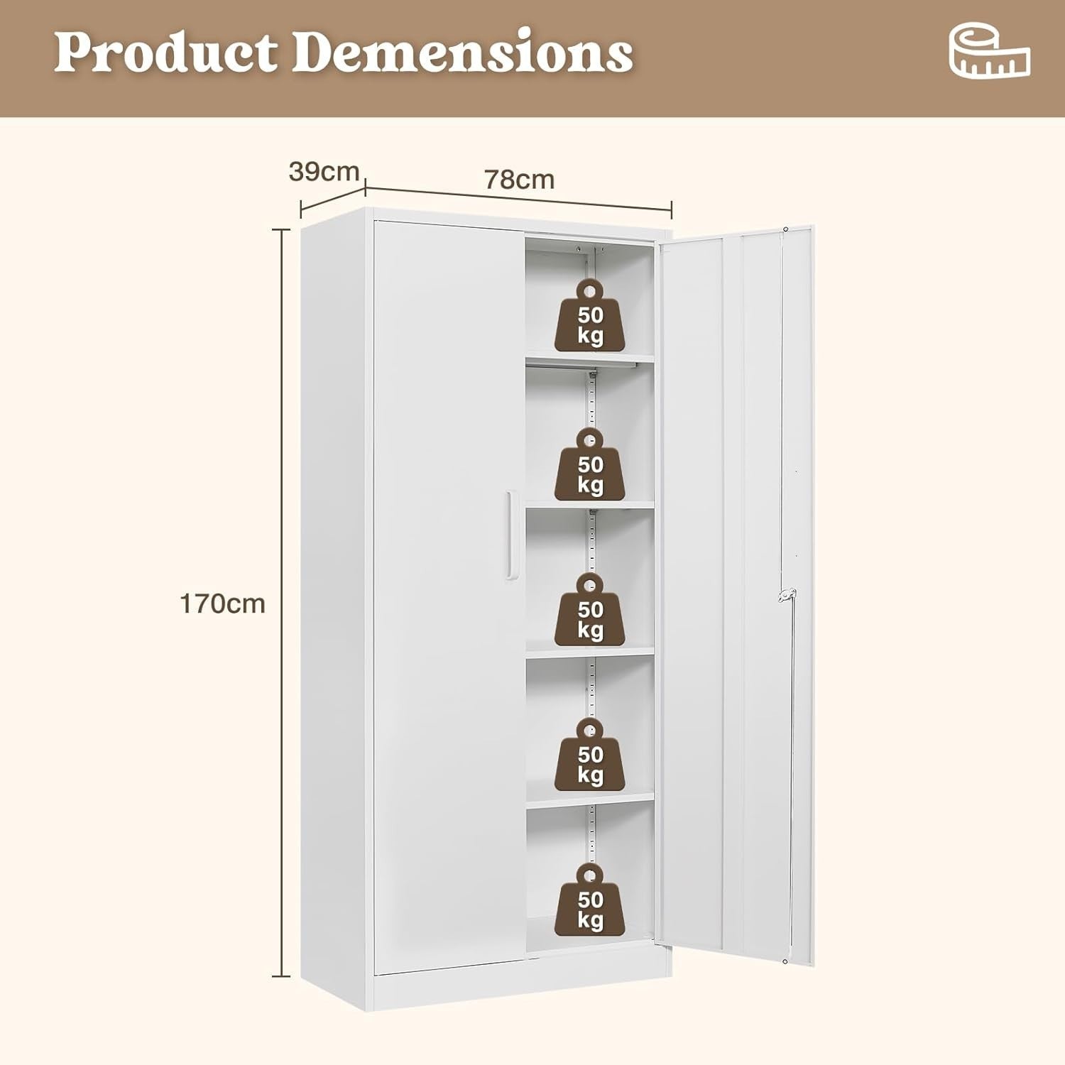 Heavy Duty Lockable Metal Garage Storage Cabinet with Adjustable Shelves