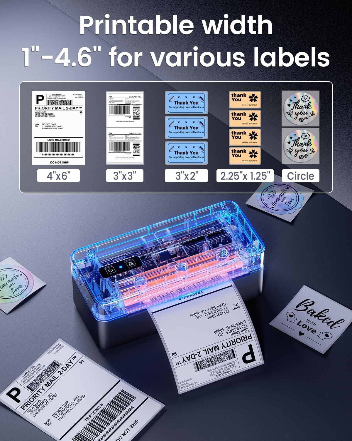 Bluetooth Thermal Shipping Printer 4x6 USB Postage