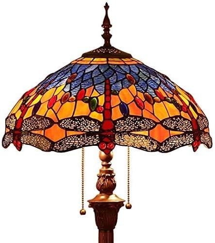Tiffany Style Dragonfly Stained Glass Floor Lamp | 65” Tall | 16” Shade | Metal