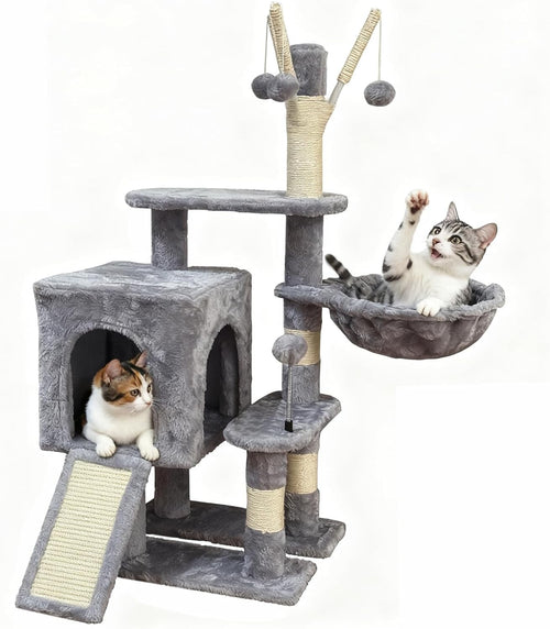 Cat Tree Tower Indoor with Hammock Condo Sisal Scratching Posts Play Centre