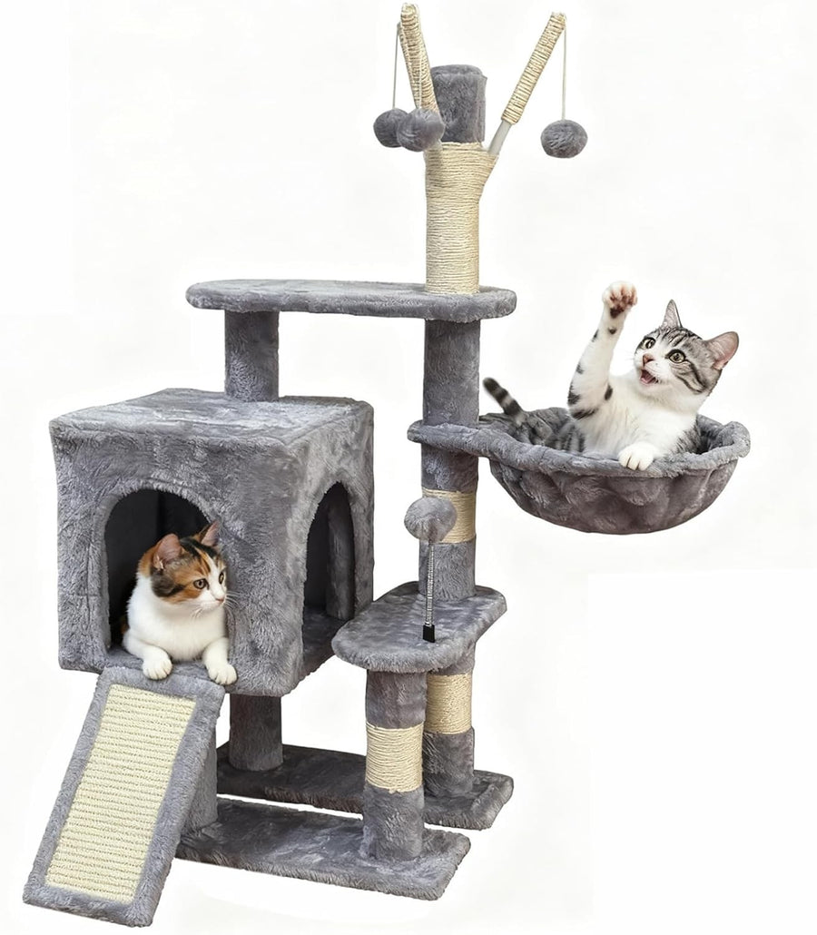 Cat Tree Tower Indoor with Hammock Condo Sisal Scratching Posts Play Centre
