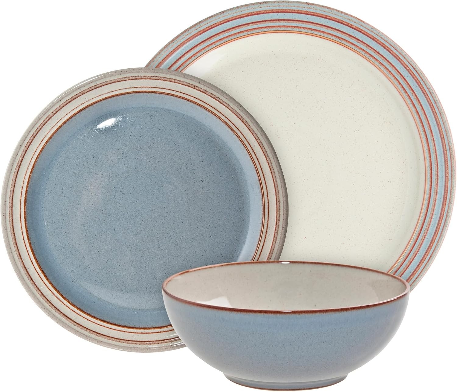12pc Stoneware Dinner Set Plates Bowls Microwave Dishwasher Safe