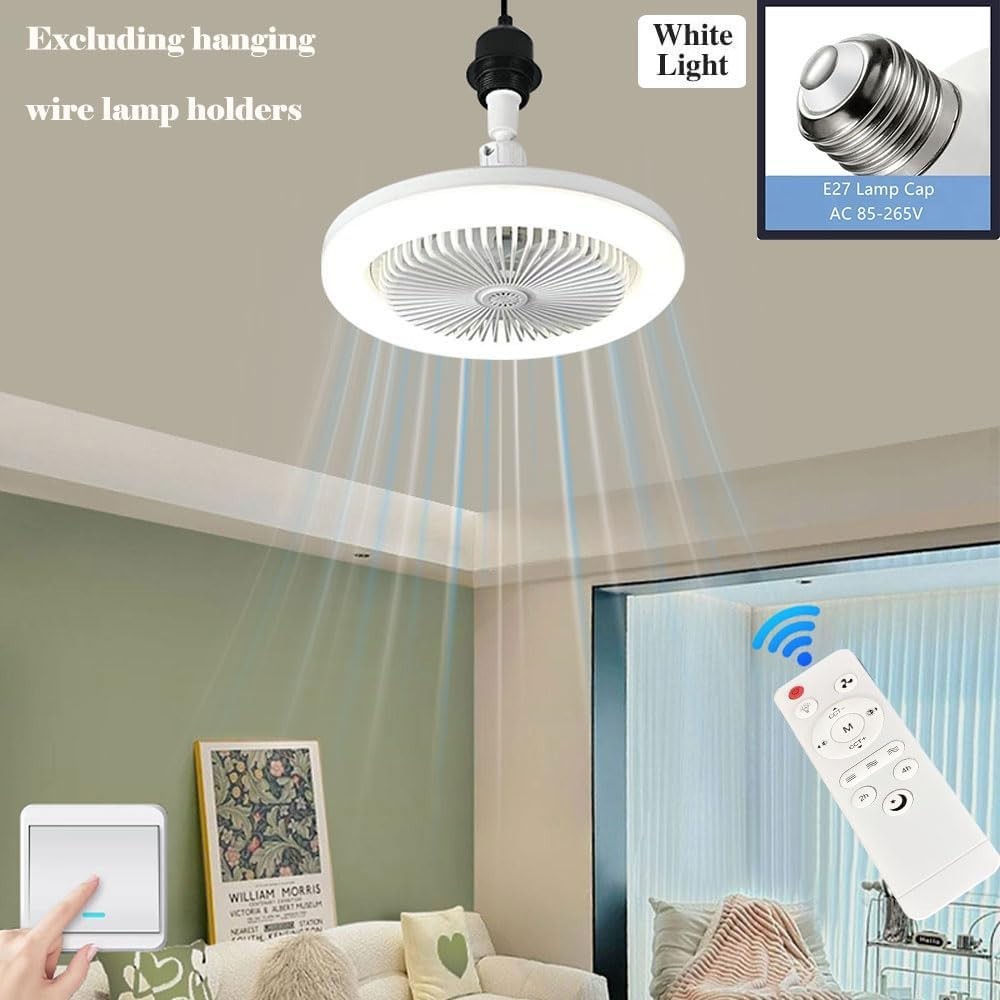 2-in-1 LED Ceiling Fan, 3 Speeds, 3 Color Temps, Dimmable, Remote, Rotating