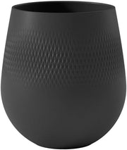 Black Porcelain Vase Modern Textured Table Floor Decor Large 22.5cm
