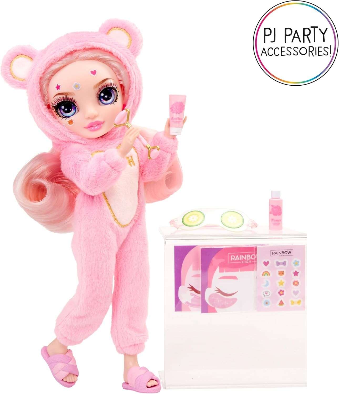 Pink PJ Party Doll 22cm Poseable Sleepwear Slippers Spa Set