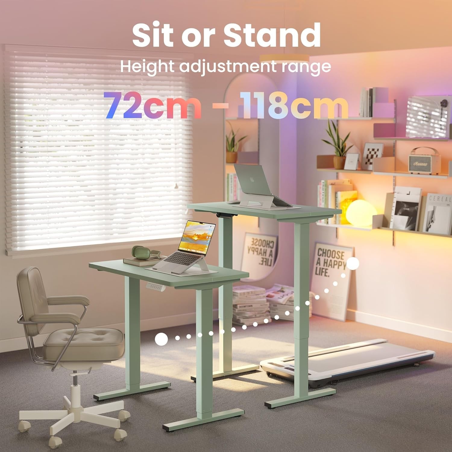 Electric Standing Desk Height Adjustable Sit Stand Home Office Table 80x48cm