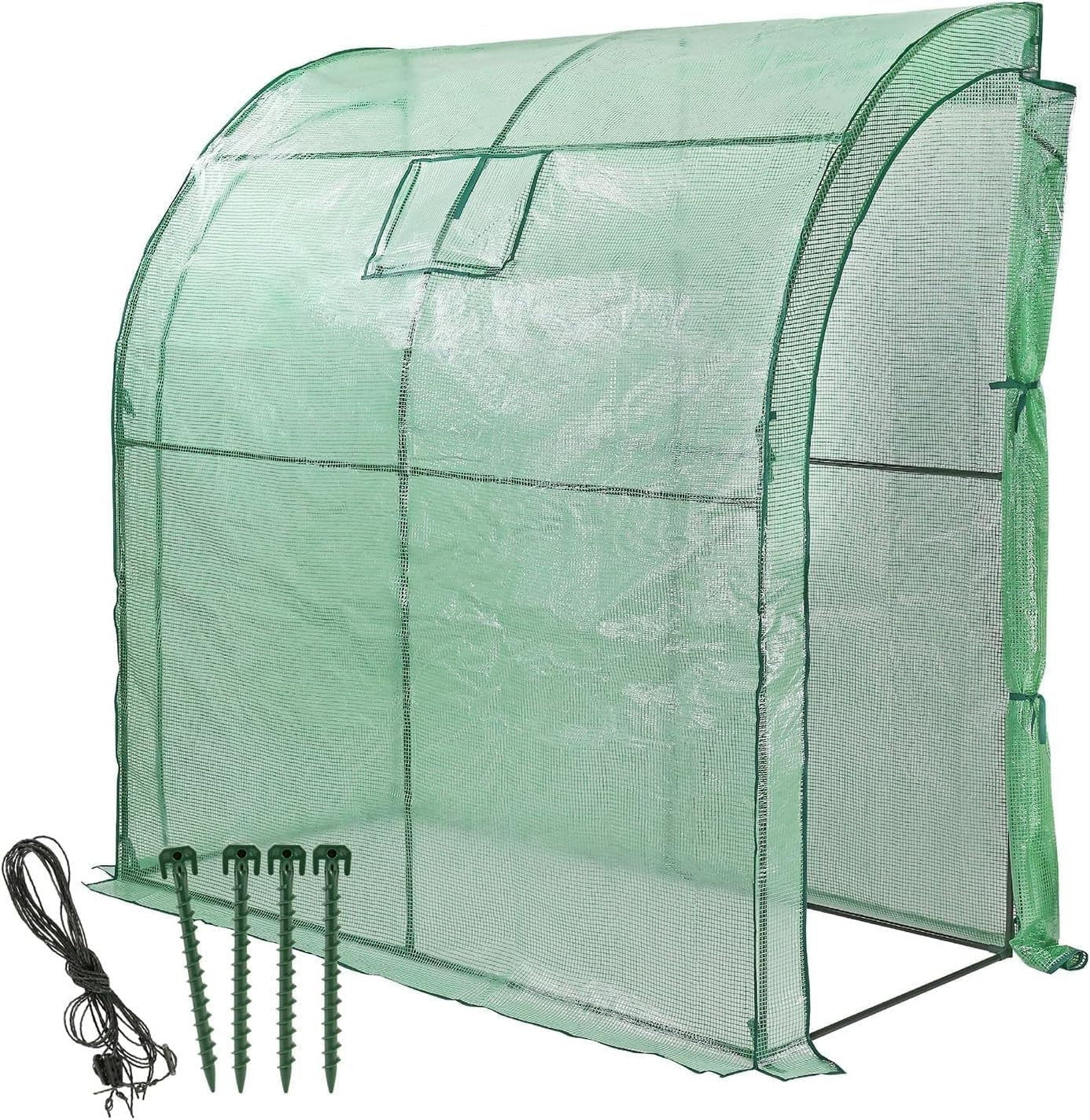 Heavy Duty Walk-In Lean-To Greenhouse 200x100x215cm PE Cover Tunnel