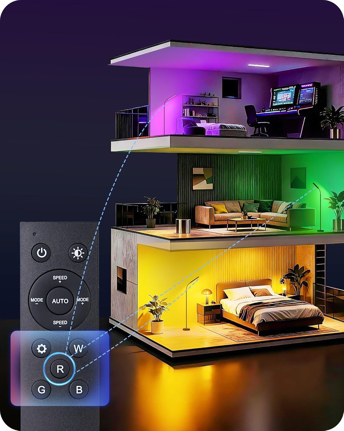RGB LED Floor Lamp Remote Dimmable Gooseneck Standing Reading Light