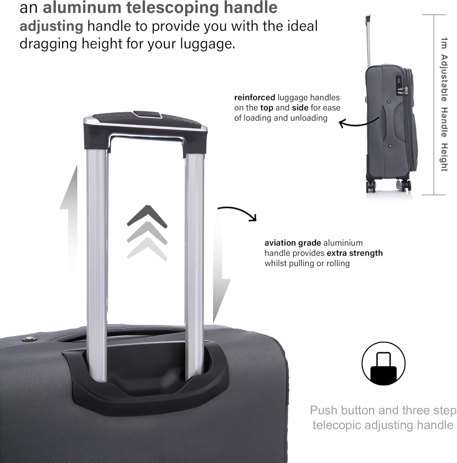 Medium 26” Expandable Soft Shell Suitcase Lightweight 4 Spinner Wheels Lock 78L