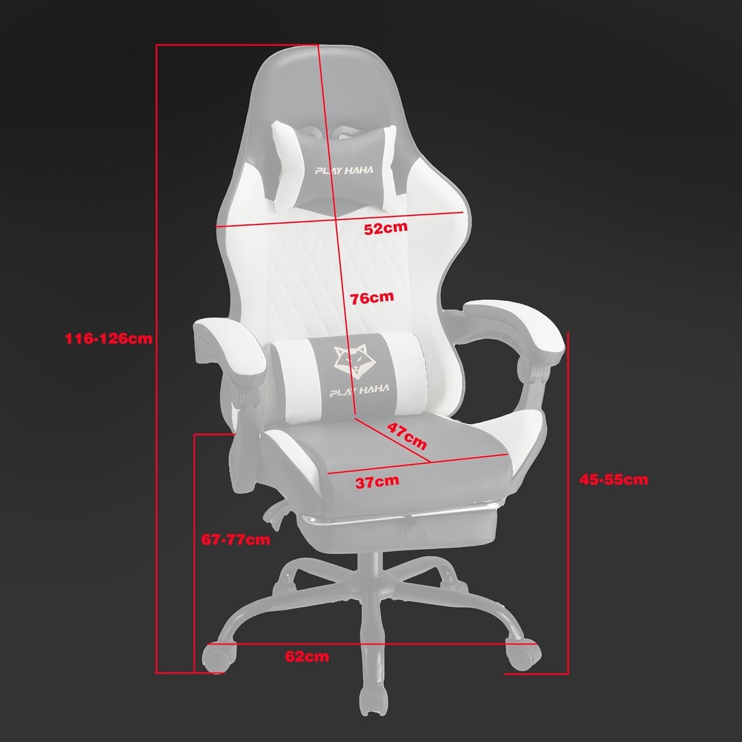 Reclining Gaming Chair w/ Footrest Ergonomic Office Desk Chair White