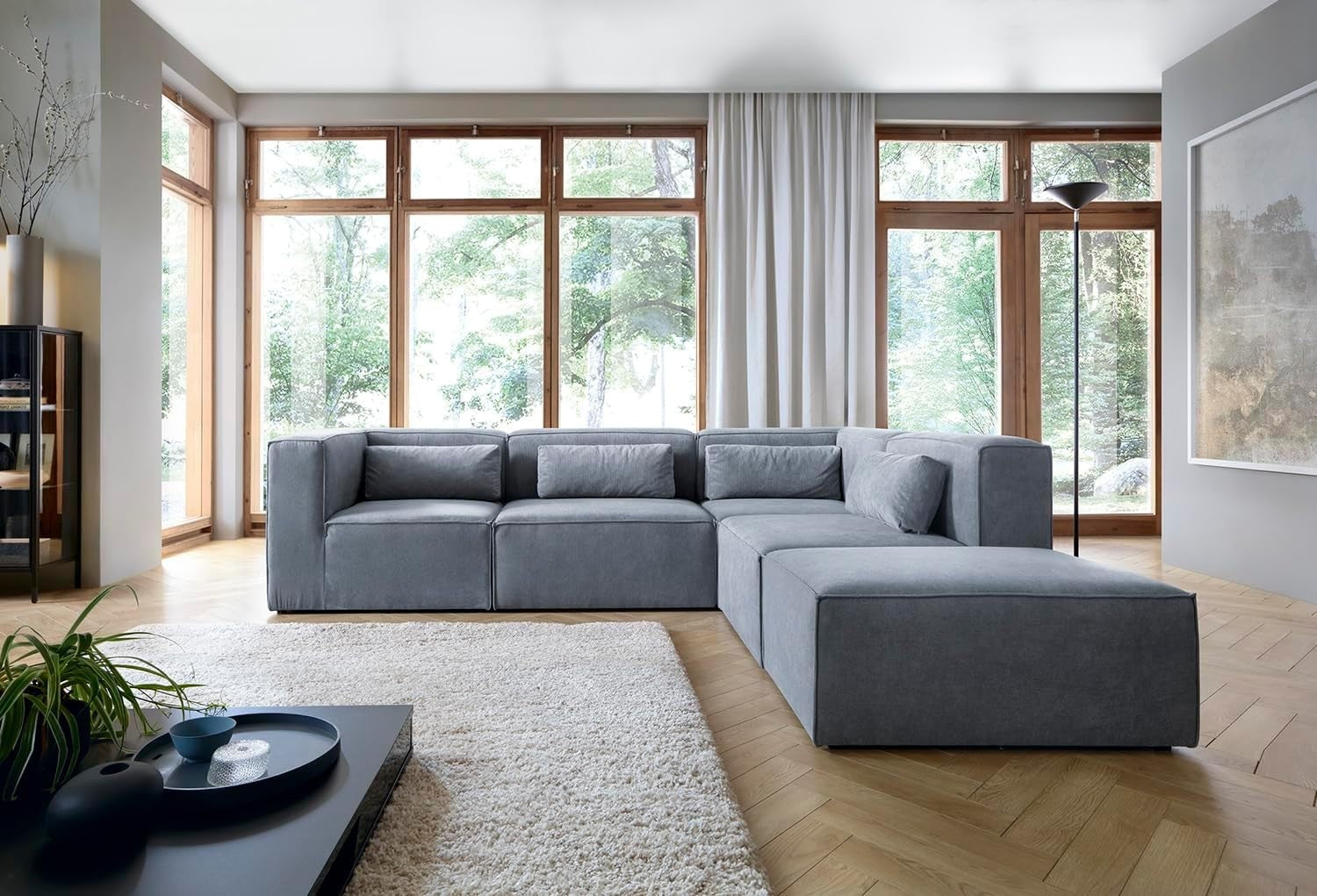 Dark Grey Corner Sofa 5 Seater Modular L Shape | 282x257x73cm Sectional