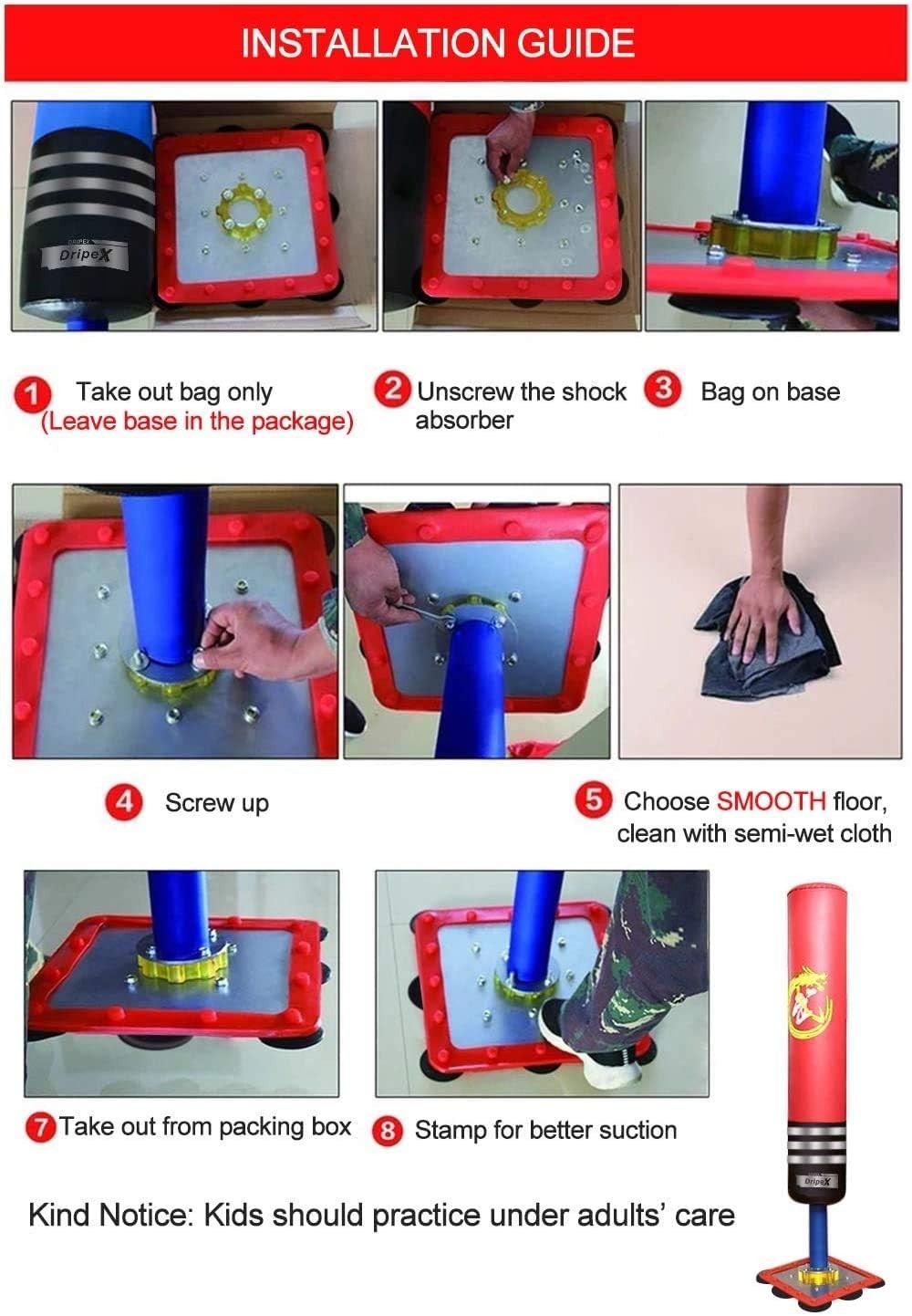 4ft Free Standing Punch Bag Kids Teens Karate Taekwondo MMA Trainer