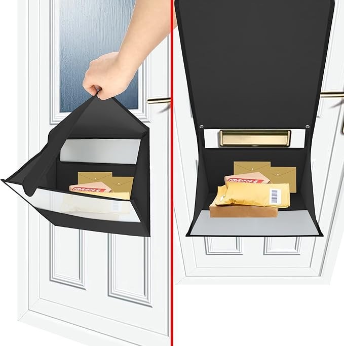 Wall Mounted Letterbox Catcher Black PVC | Lockable | Dog-Proof | No More Bendin