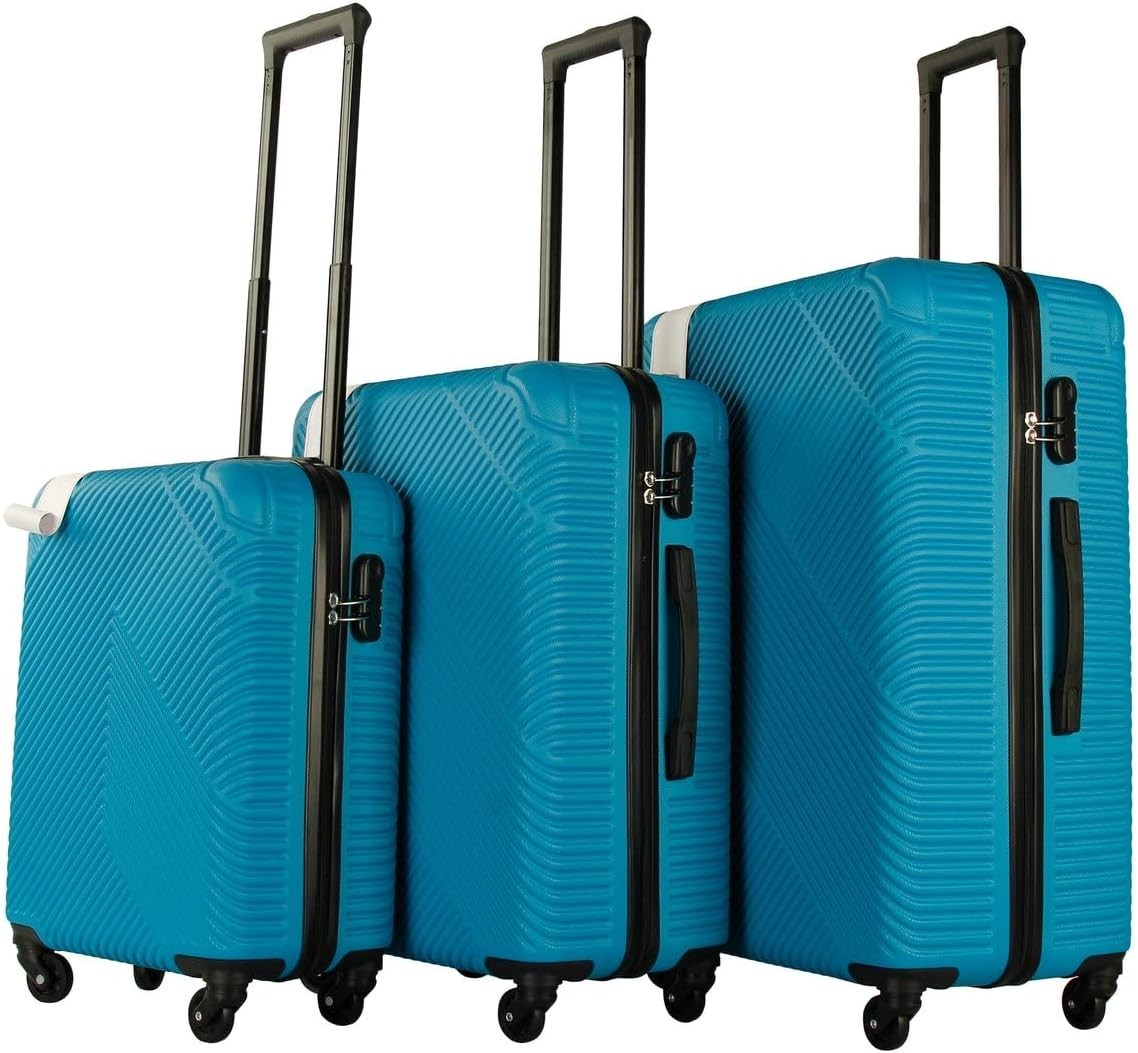 3PC Hard Shell Luggage Set 20 24 28 Inch Spinner Wheels Lock Electric Blue