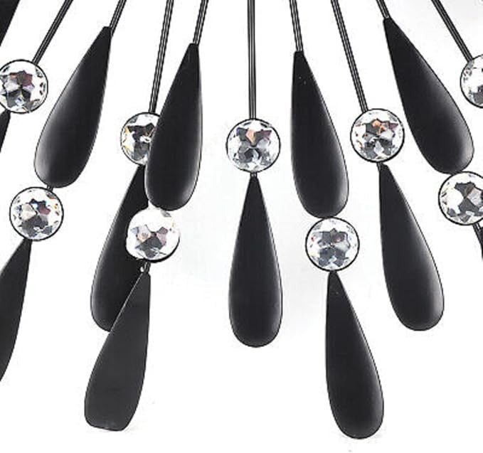 60cm Diamond Sunflower Wall Clock Black Silent Modern Large Metal Decor