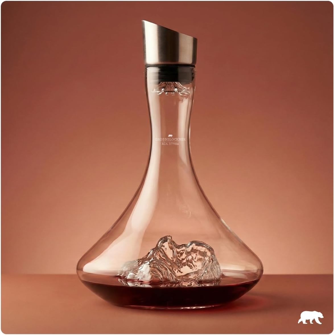 Premium 1.8L Crystal Wine Decanter Hand-Blown Aerator Mountain Grossglockner