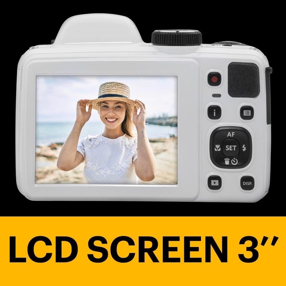 20MP Digital Bridge Camera 40X Zoom 32GB SD Card Full HD White