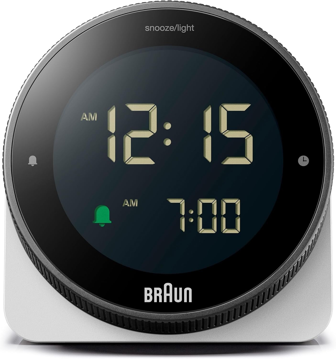 Digital Alarm Clock Negative LCD Rotating Bezel Snooze Crescendo Beep