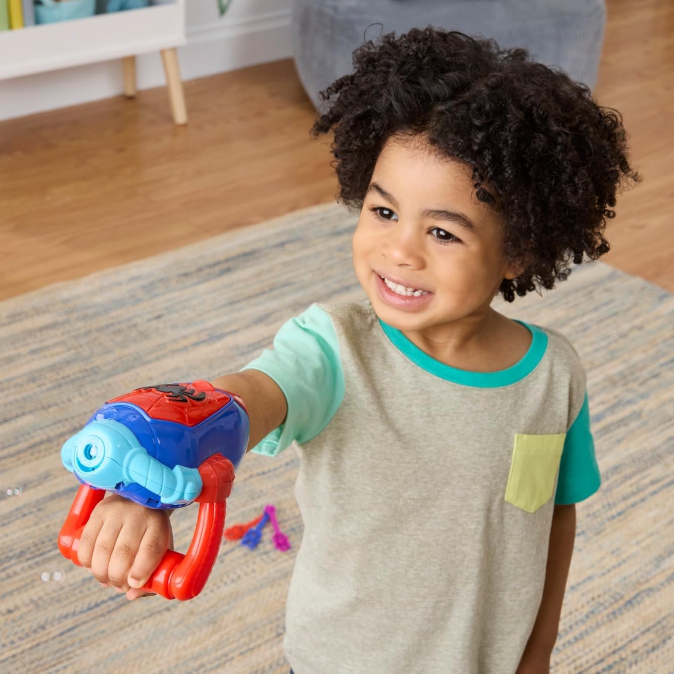 Kids Superhero Bubble Blaster Toy with 3 Wands & Solution