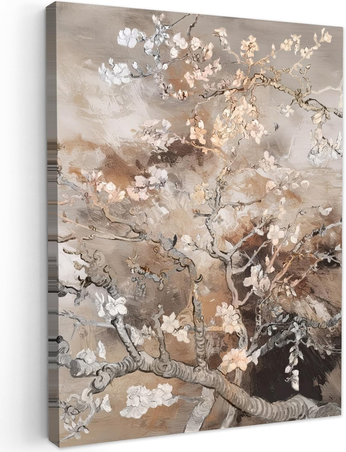 Large Framed Canvas Wall Art 50x70cm Almond Blossom Beige