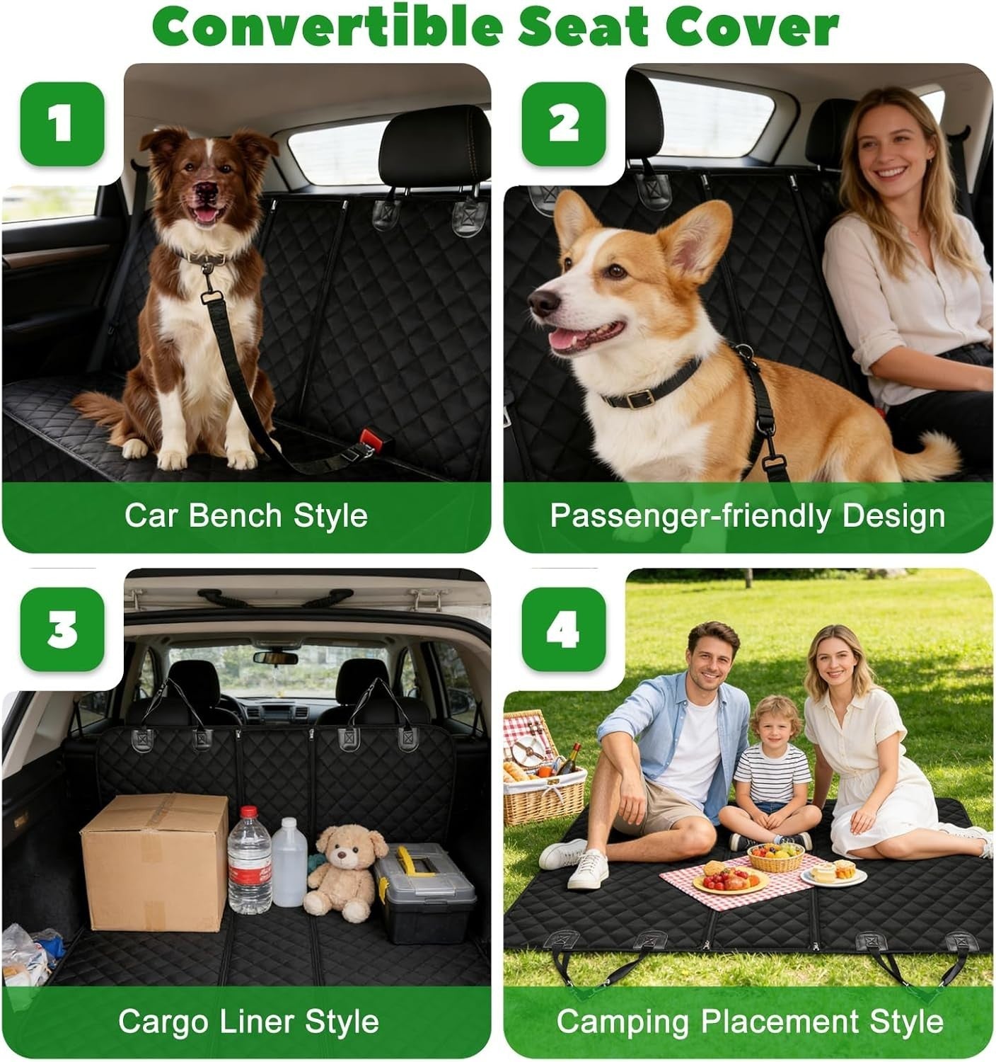 Waterproof Dog Car Seat Cover Hammock Rear Protector Non Slip 136cm
