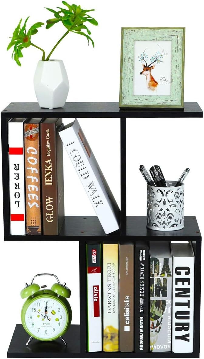 Adjustable Black Desktop Bookshelf 3-Tier Desk Organizer Storage Shelf