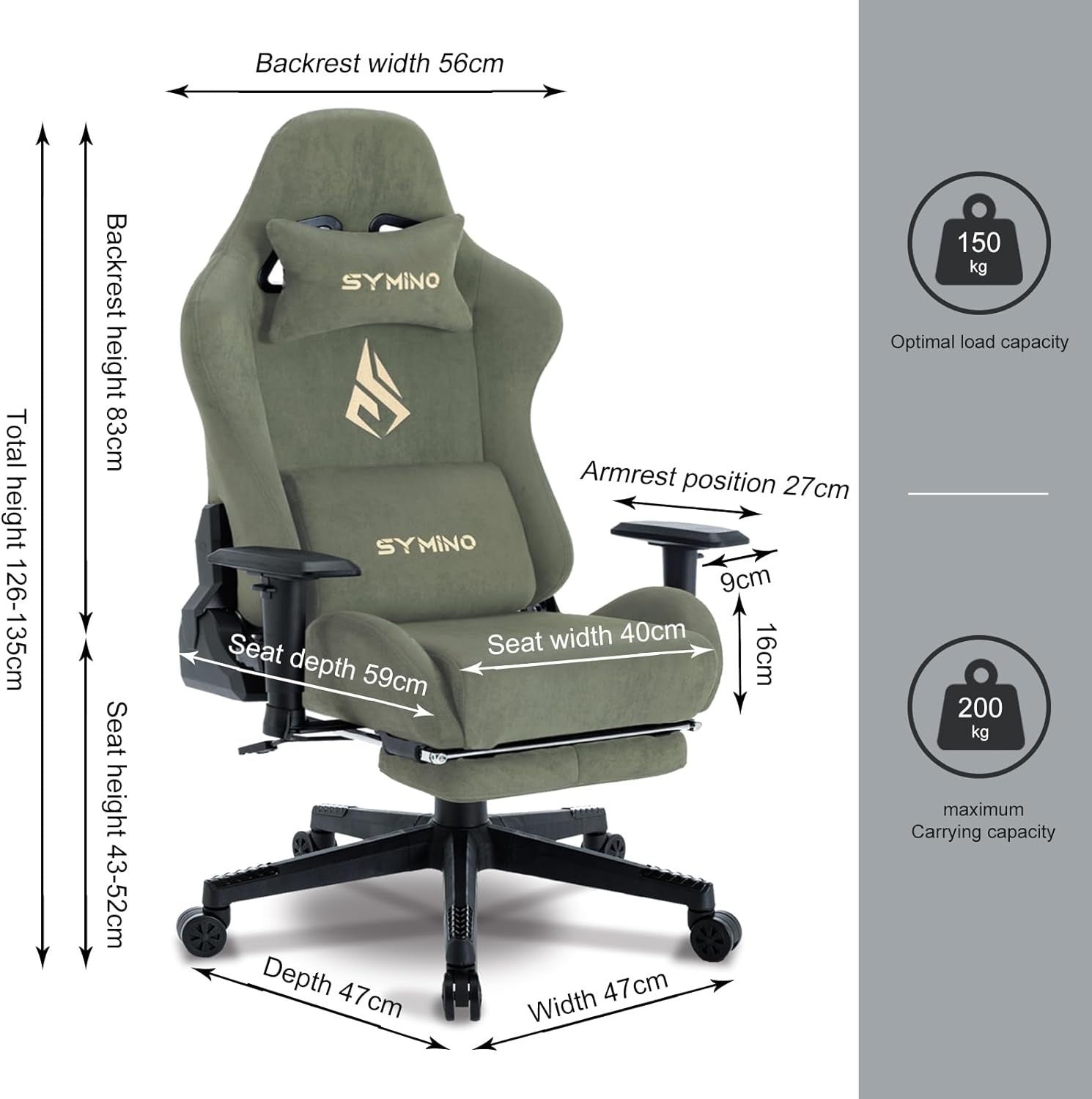 Large Ergonomic Gaming Chair Reclining Office Desk Swivel PC Green Footrest