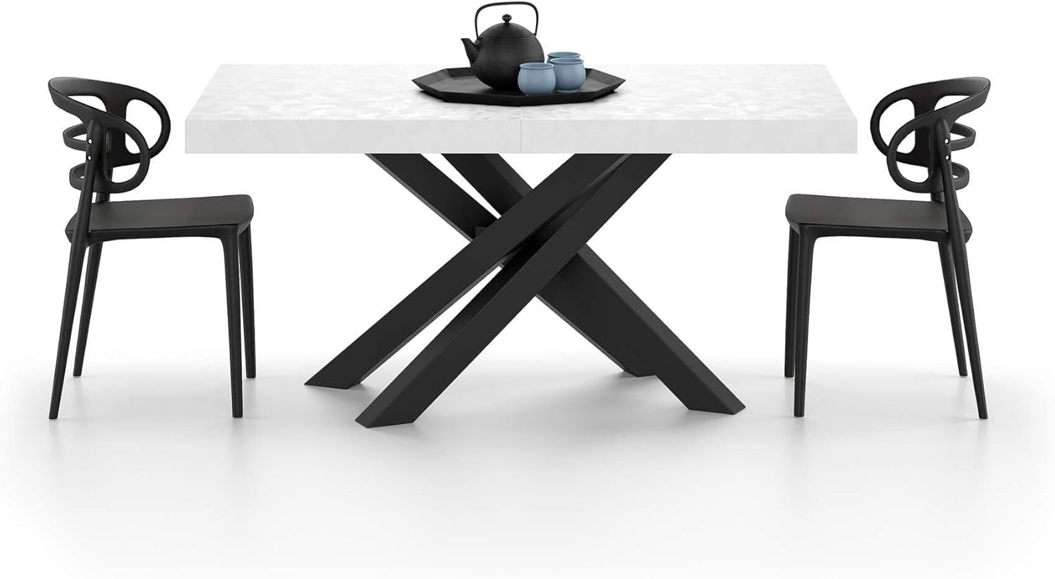 Extendable Walnut Dining Table 160–240cm w/Concerte Cross Black Legs Modern