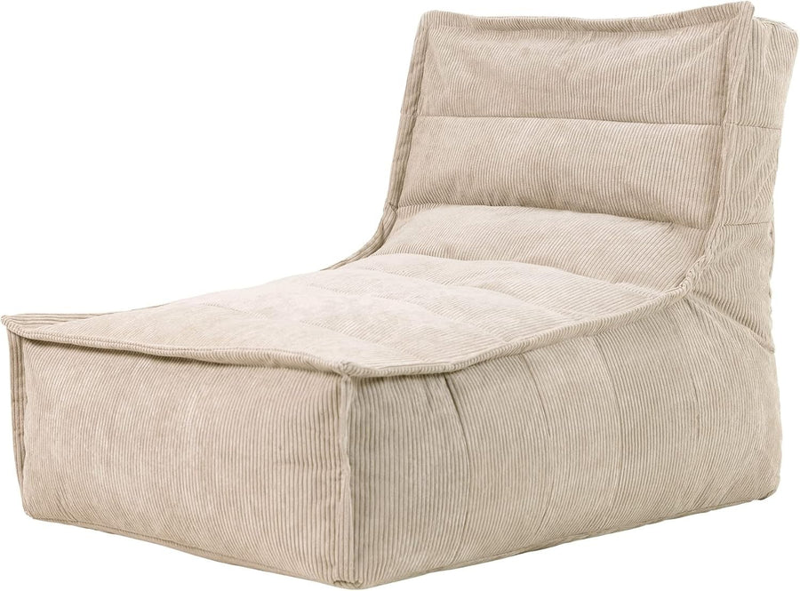 Beige Corduroy Lounge Bean Bag Chair | Comfy Large Seat for Living Room