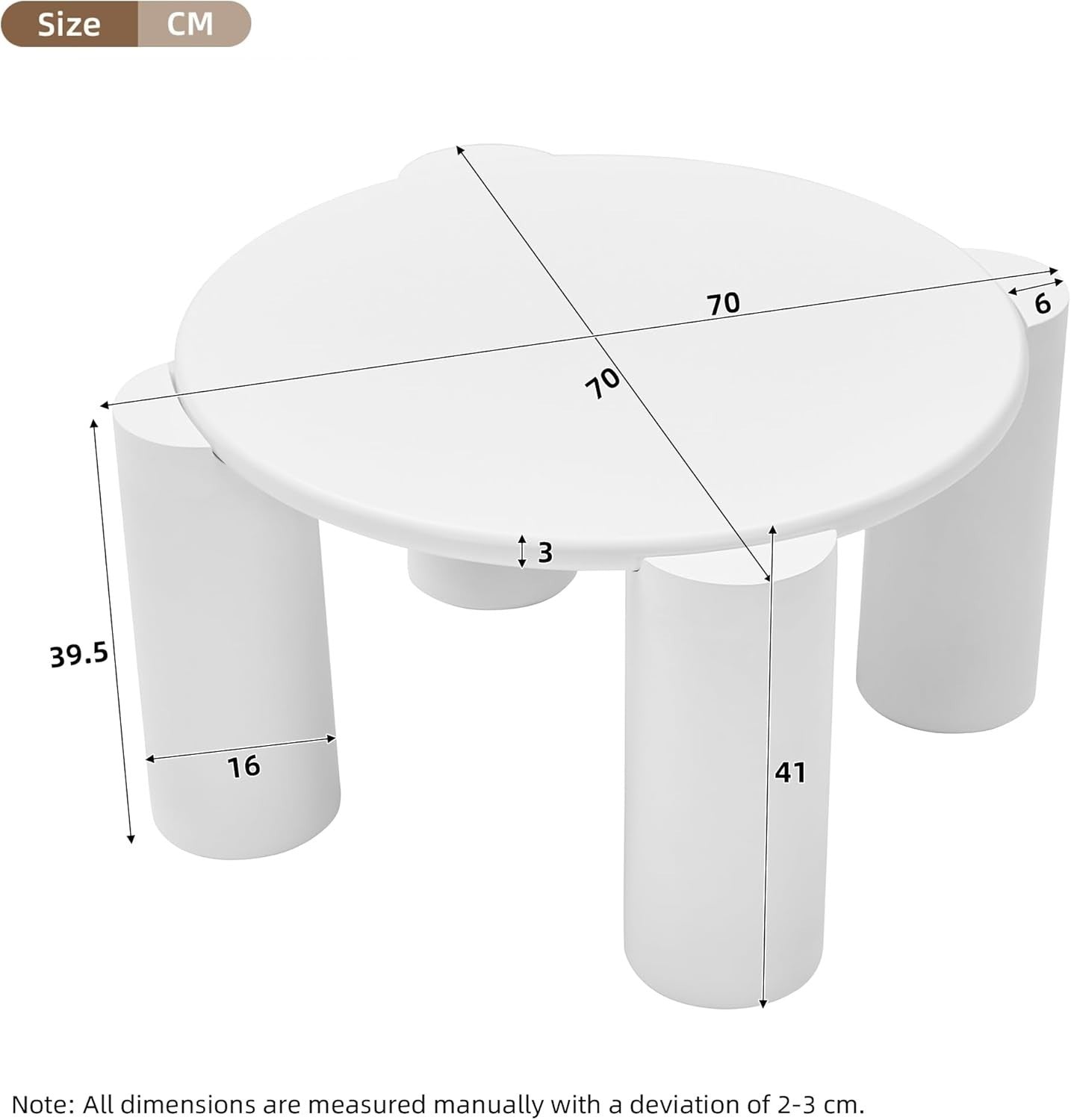 Round White Wooden Coffee Table, Stylish Modern Design, Sturdy & Space-Saving