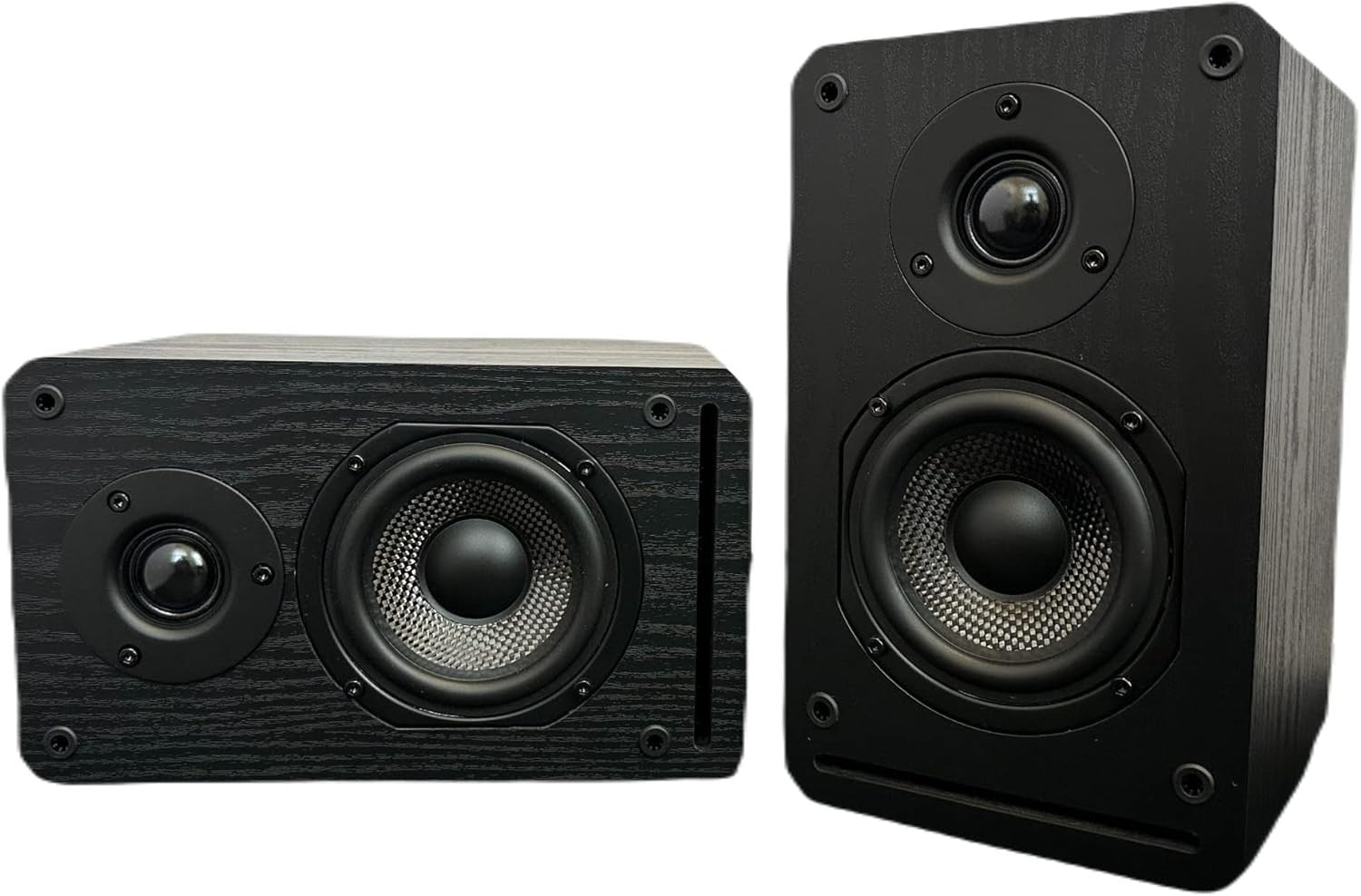 Bookshelf Speakers 150W RMS Carbon Fibre Woofer Silk Dome Tweeter Deep Bass
